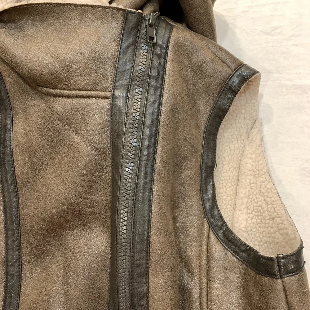 Bernardo Faux Leather Fleece Lined Hooded Vest